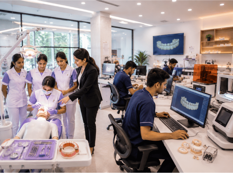 Students discussing professional dental education at IITS